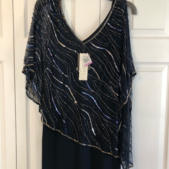 NWT J Kara Women’s Pop Over Long Beaded Floor Length Dress Size 6 with Tags - Picture 3 of 4
